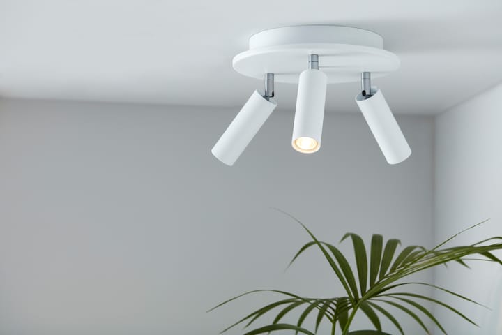 Foco de techo redondo con 3 focos Cato Slim, blanco mate-LED Belid