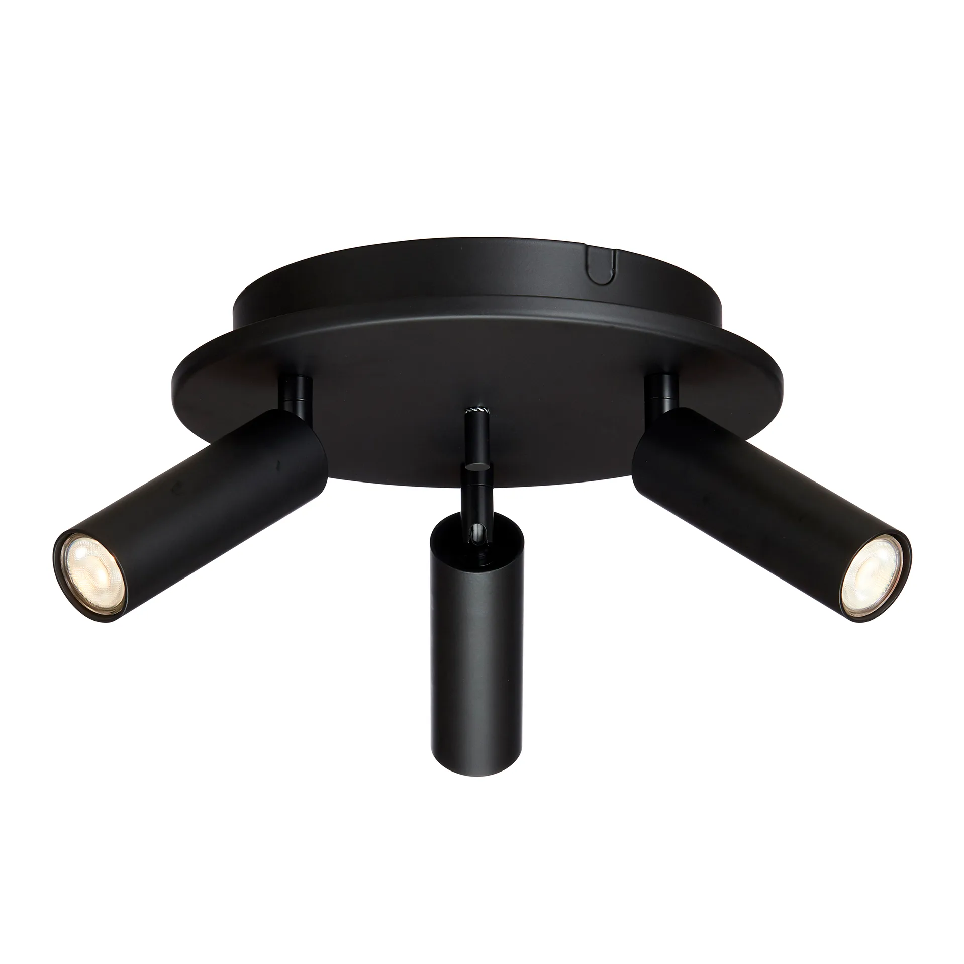 Foco de techo redondo con 3 focos Cato Slim, negro mate Belid