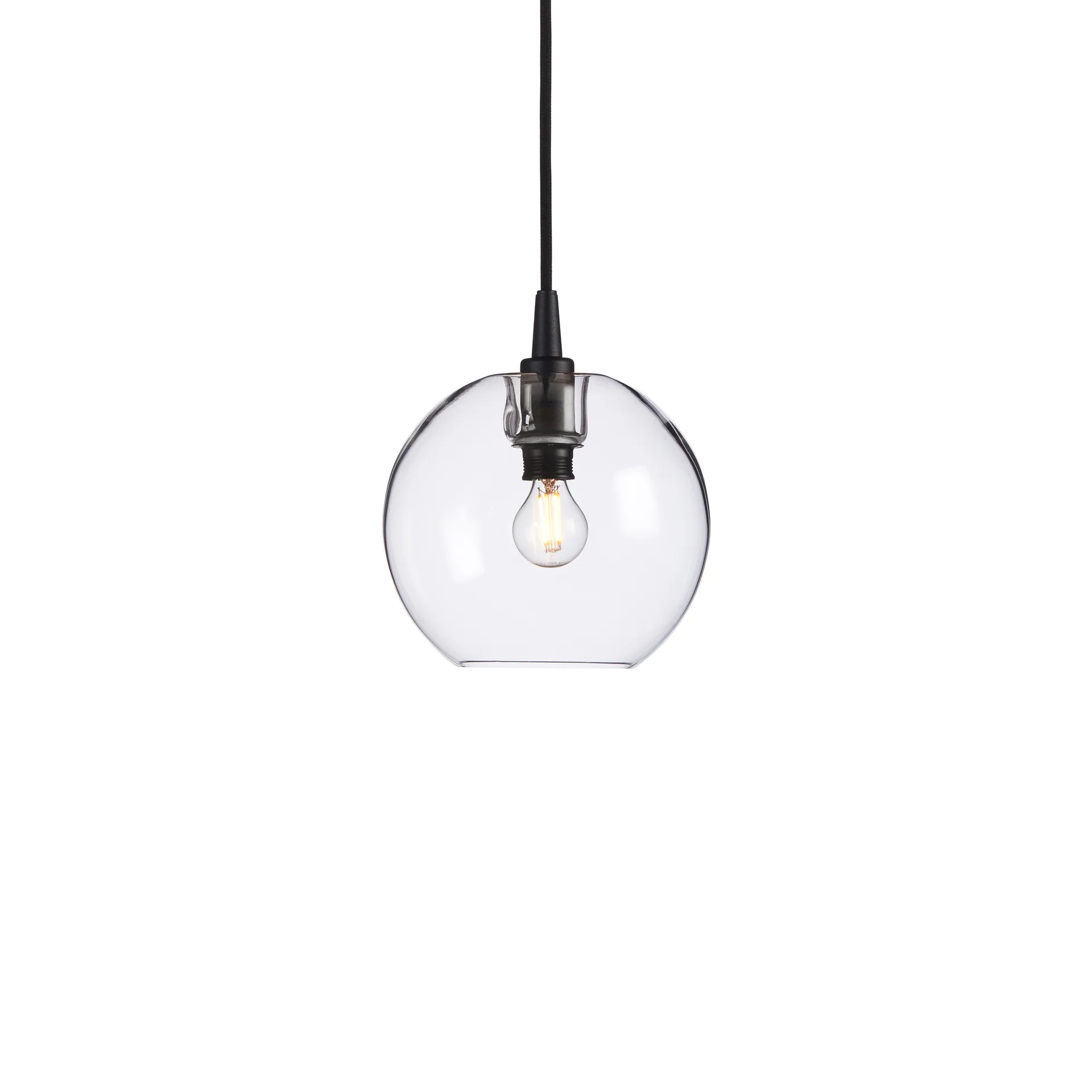 Lámpara colgante Gloria Ø19 cm, negro-vidrio transparente Belid