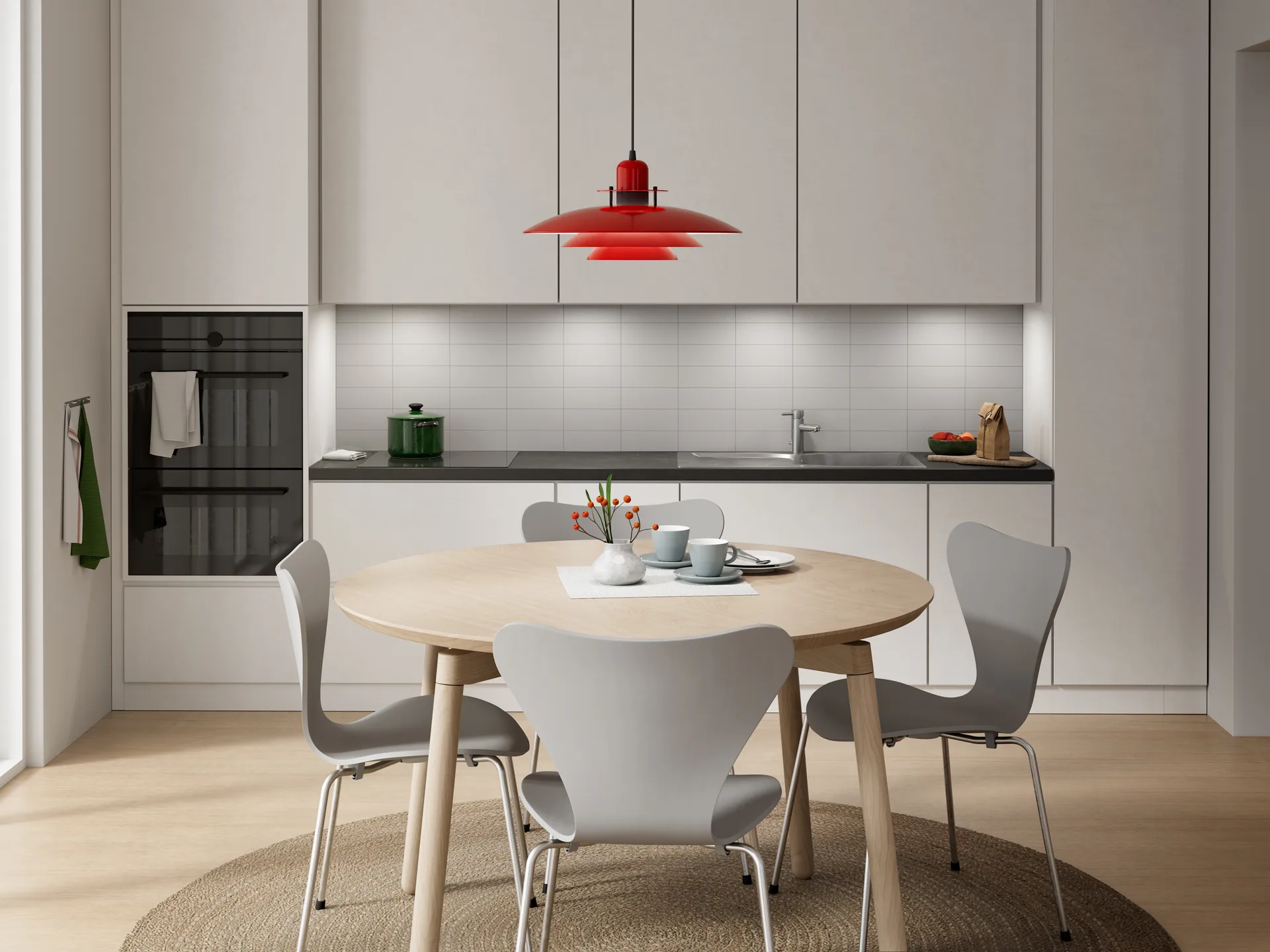 Lámpara colgante Primus Ø43 cm, Blanco rojo-mate negro Belid