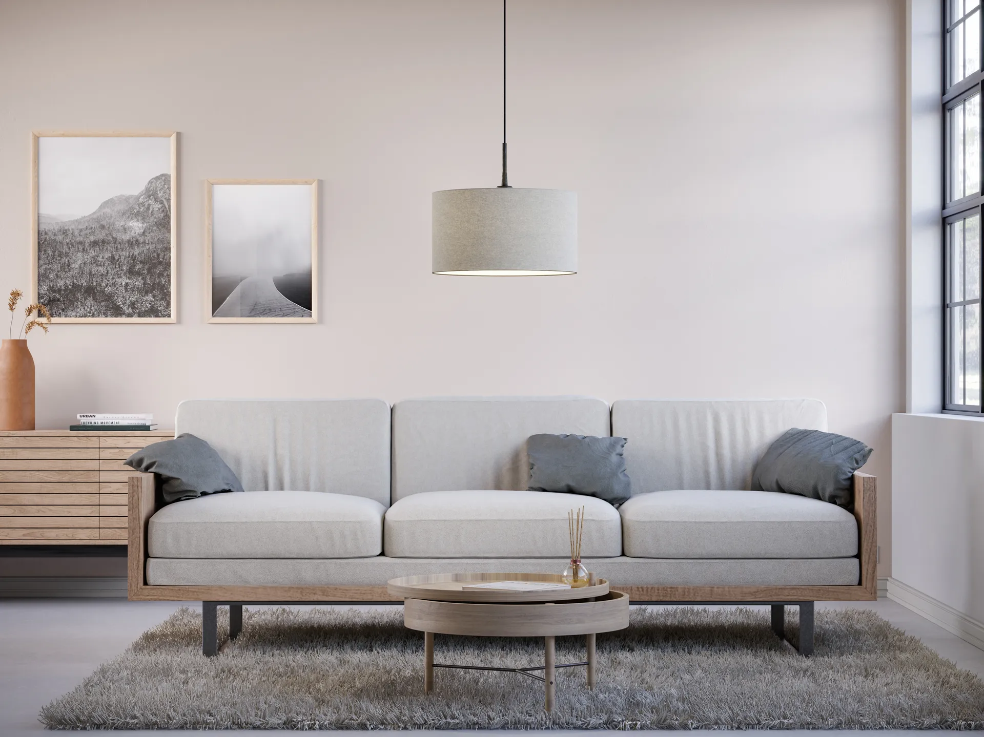 Lámpara colgante Soft Ø40 cm, lana blanco Belid