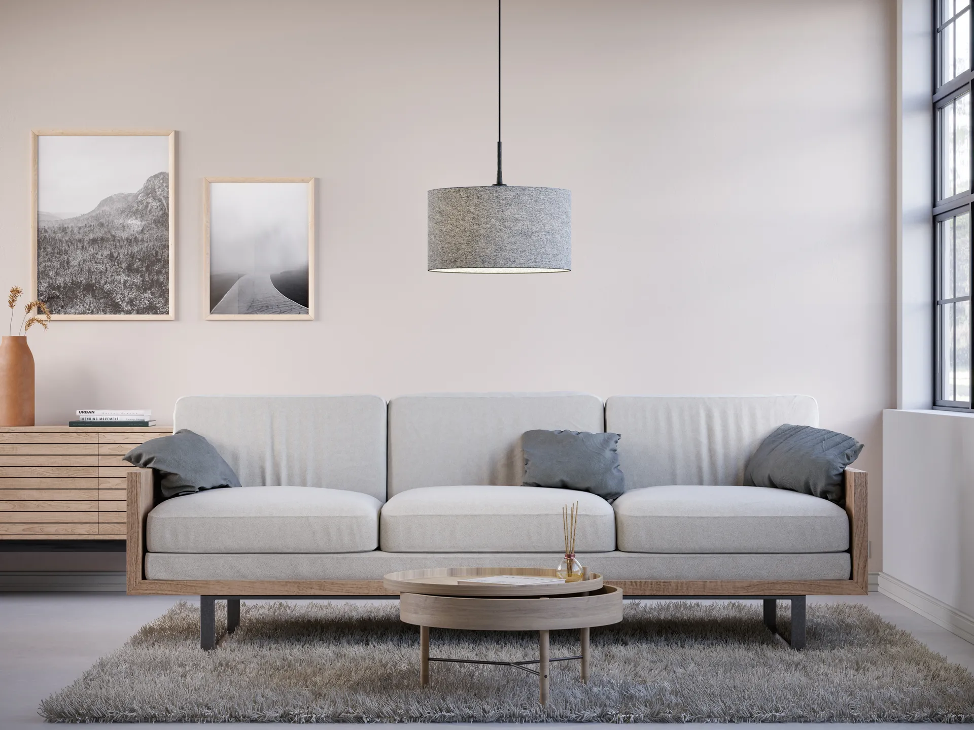 Lámpara colgante Soft Ø40 cm, lana gris Belid