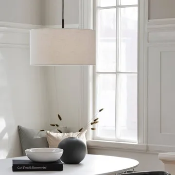 Lámpara colgante Soft Ø40 cm - Lino blanco-bronce metálico, Ø44 cm - Belid