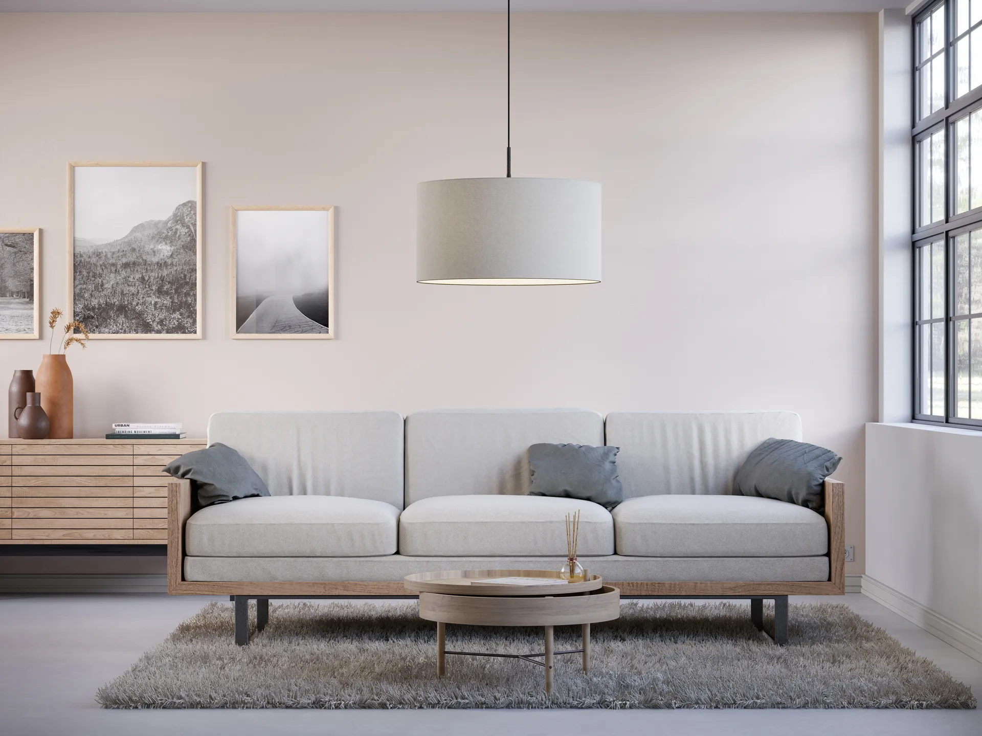 Lámpara colgante Soft Ø57 cm, blanco lana Belid