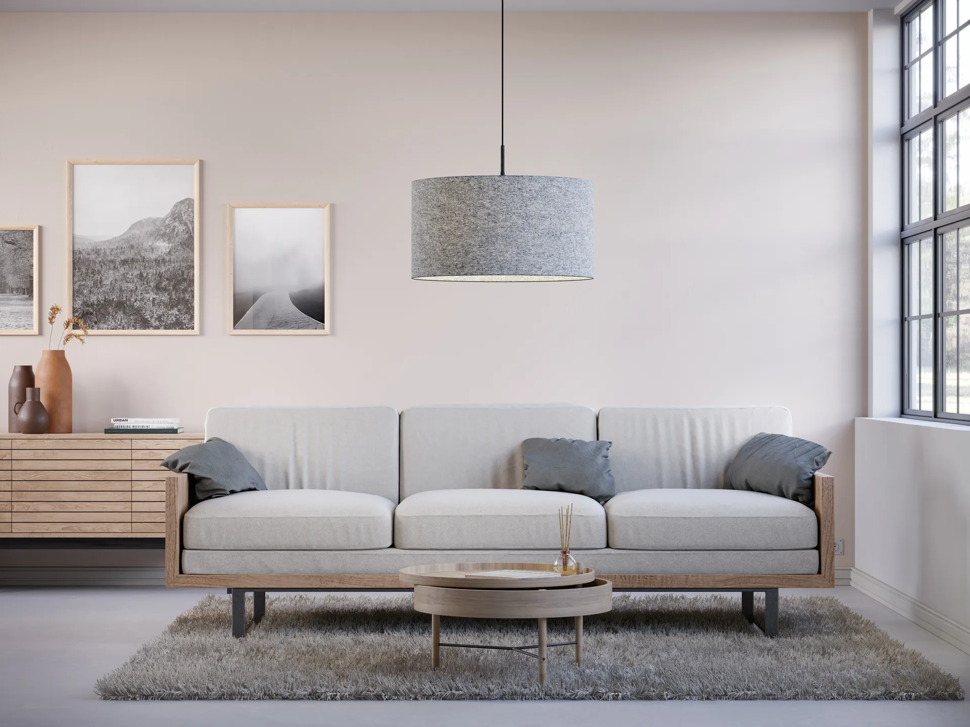 Lámpara colgante Soft Ø57 cm, lana gris Belid