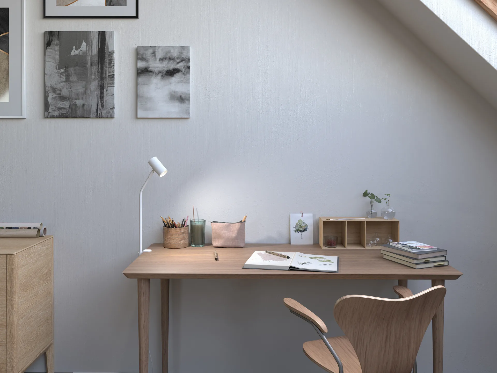 Lámpara de escritorio Tyson Ø15,5 cm, estructura blanca Belid