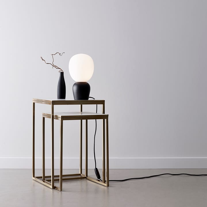 Lámpara de mesa Buddy vidrio opal, negro Belid