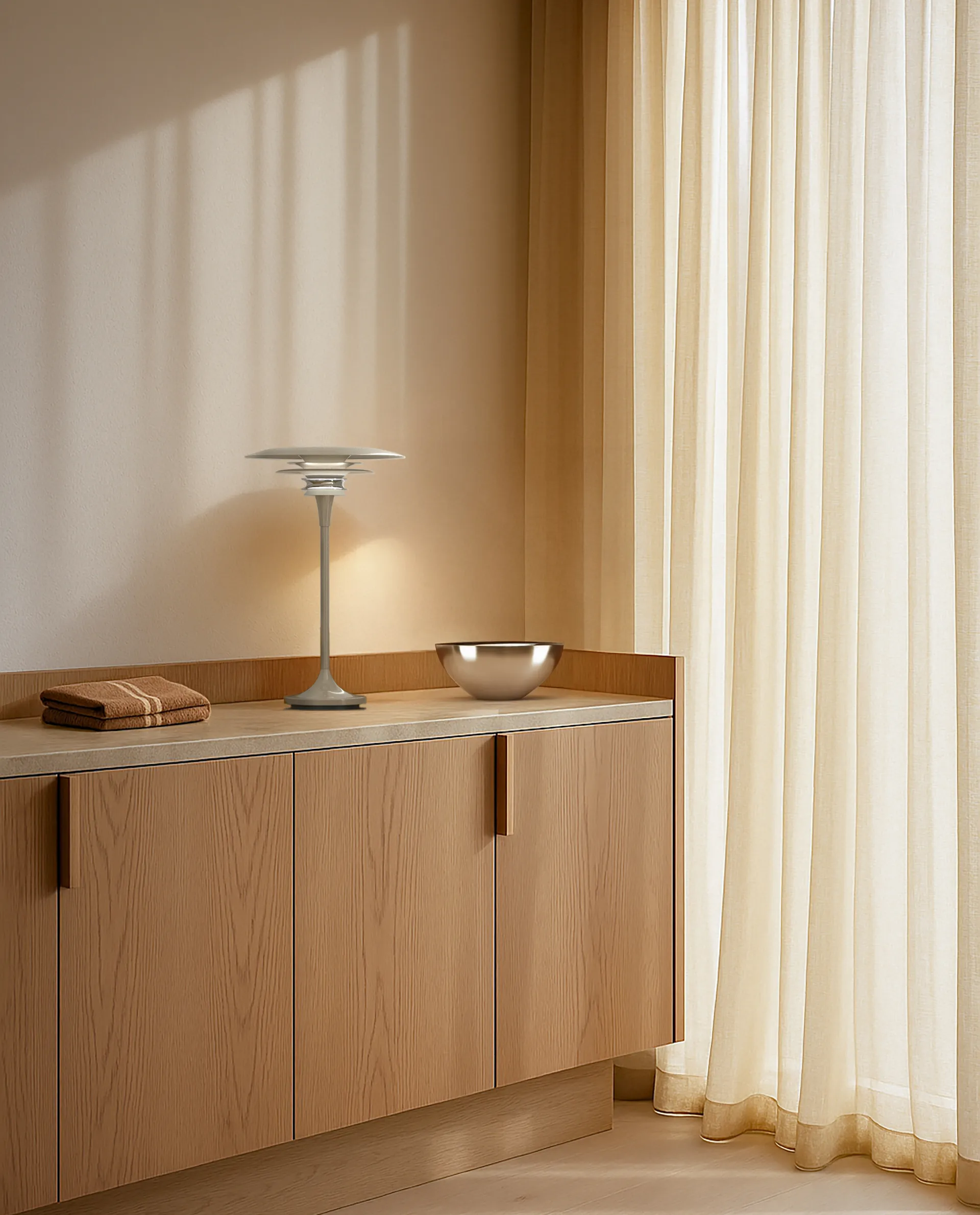 Lámpara de mesa Diablo Ø30 cm, Soft greige Belid