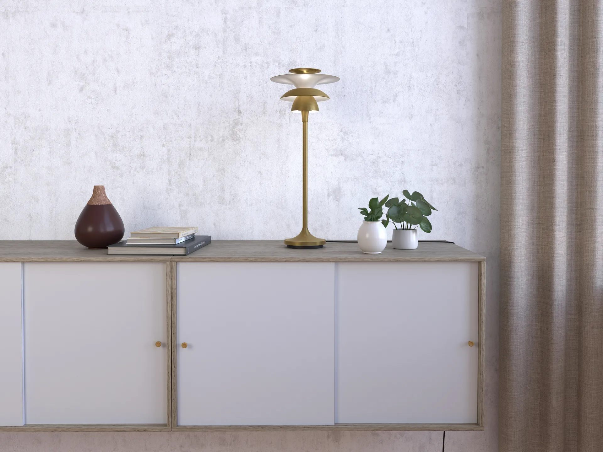 Lámpara de mesa Picasso 45,7 cm, latón antiguo Belid