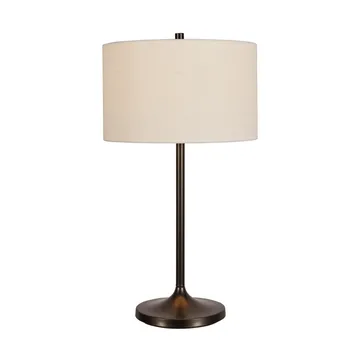 Lámpara de mesa Soft - Lino blanco-bronce metálico, Ø34x64 cm - Belid