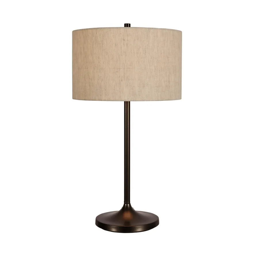 Lámpara de mesa Soft, Lino natural-bronce metálico, Ø34x64 cm Belid