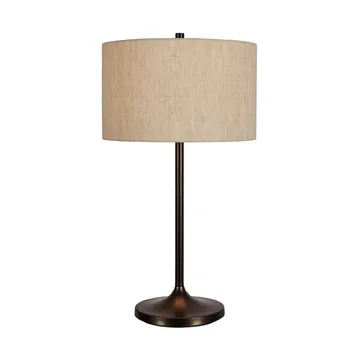 Lámpara de mesa Soft - Lino natural-bronce metálico, Ø34x64 cm - Belid
