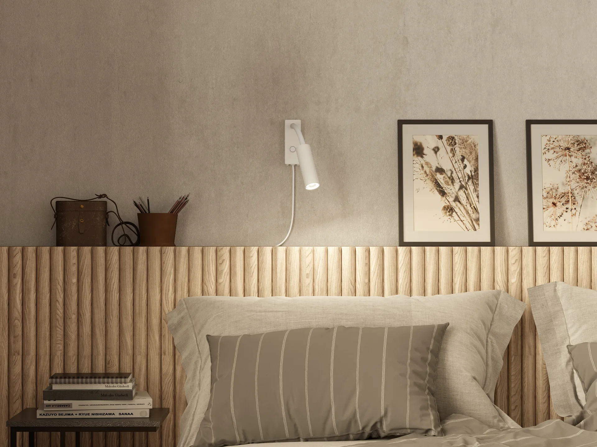 Lámpara de pared Cato Slim brazo flexible, blanco mate Belid