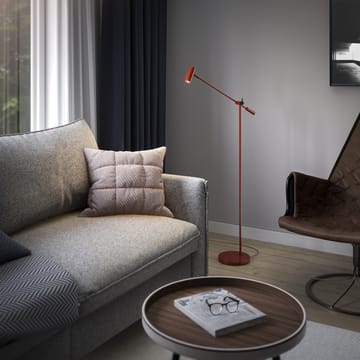 Lámpara de pie Cato 134 cm - Rojo rubí brillante-negro mate - Belid