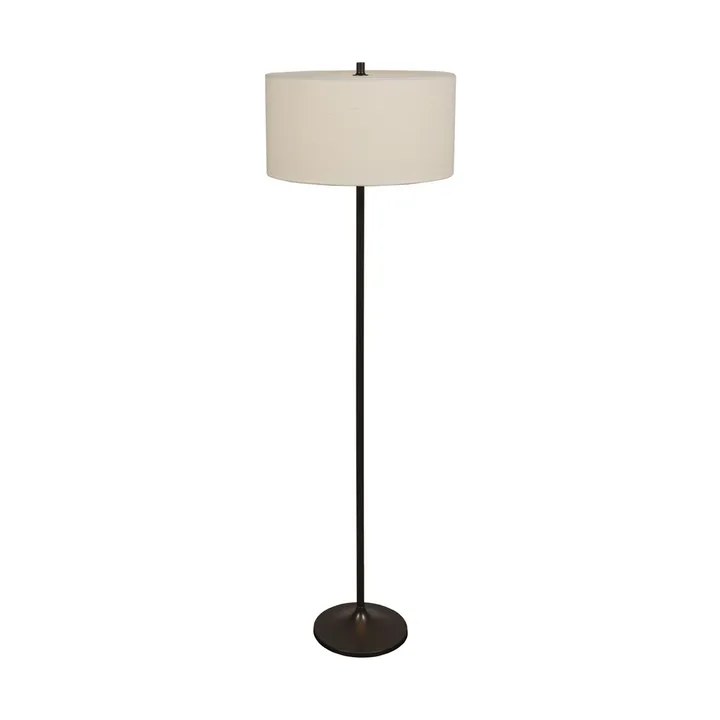 Lámpara de pie Soft - Lino blanco-bronce metálico, Ø44x149,5 cm - Belid