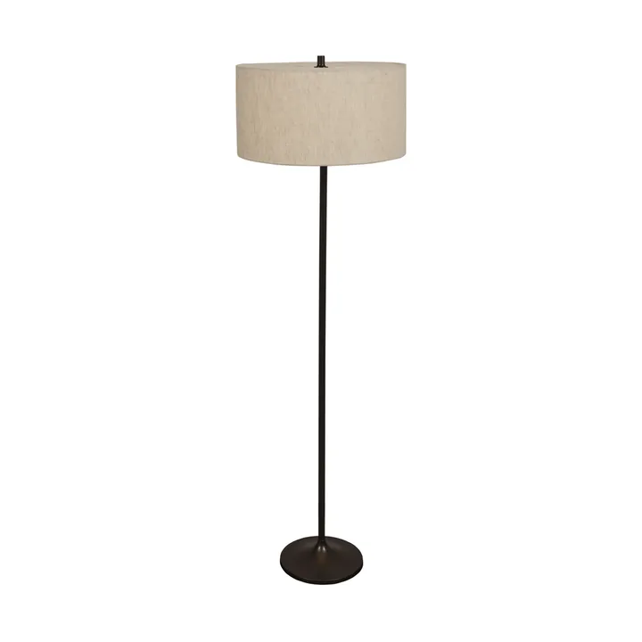 Lámpara de pie Soft - Lino natural-bronce metálico, Ø44x149,5 cm - Belid