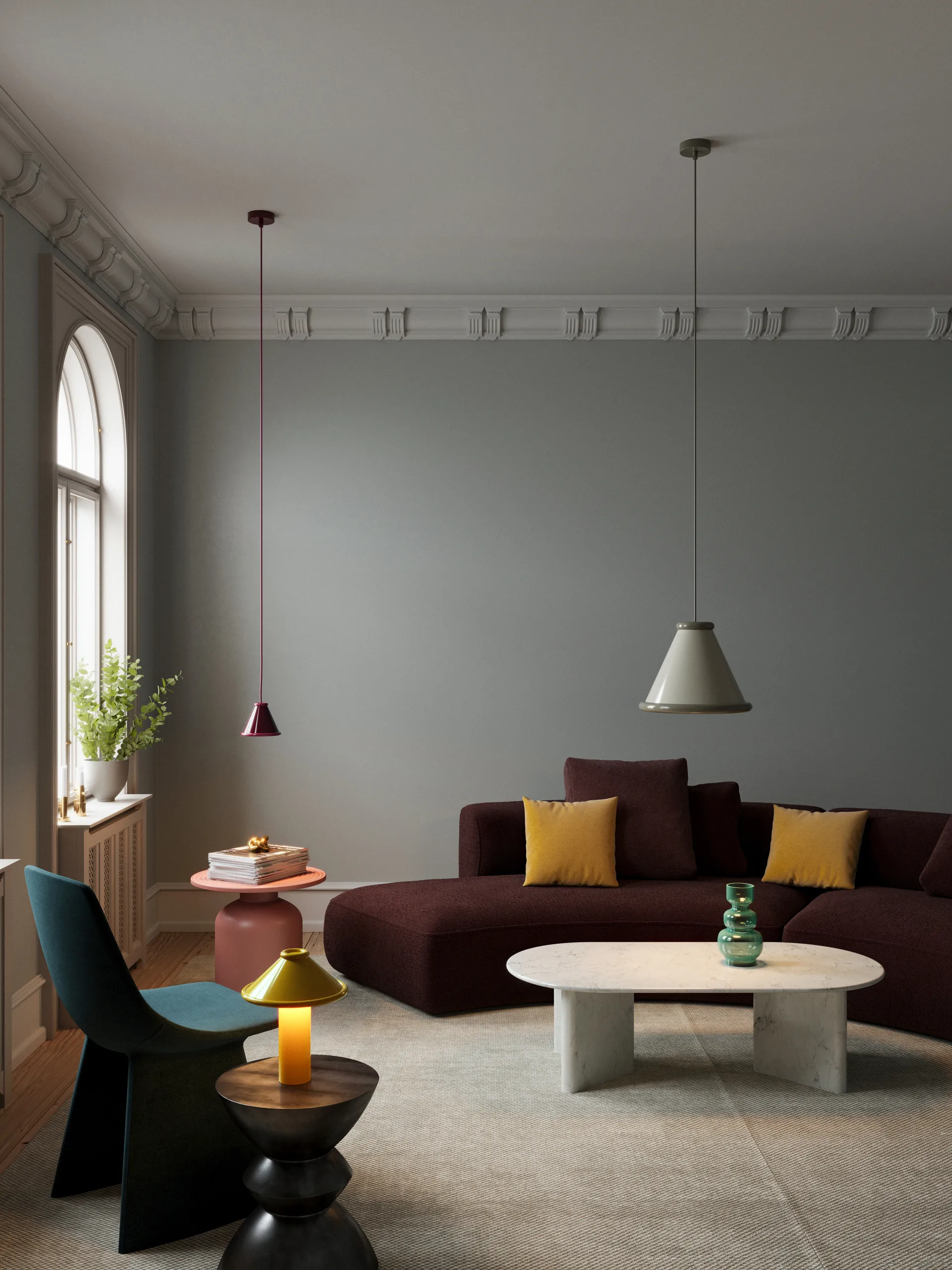 Lámpara de techo Belle Ø36 cm, Pepple grey-moss grey Belid