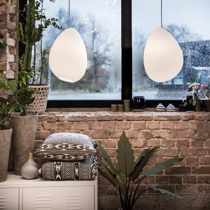 Ocean Lámpara de techo vidrio opal, cable textil blanco Belid