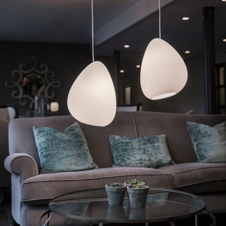 Ocean Lámpara de techo vidrio opal, cable textil blanco Belid