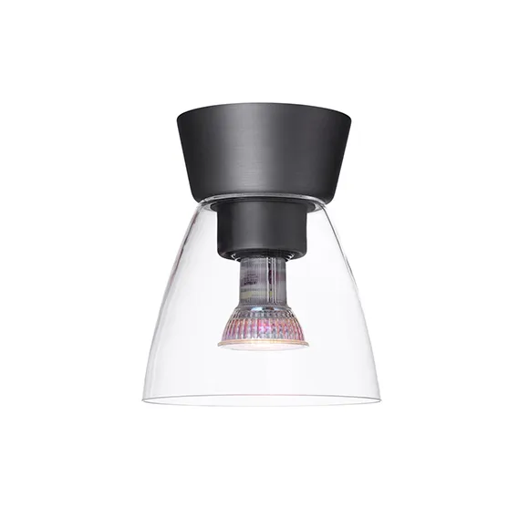 Plafón Bizzo vidrio transparente Ø16,5 cm, gris óxido Belid