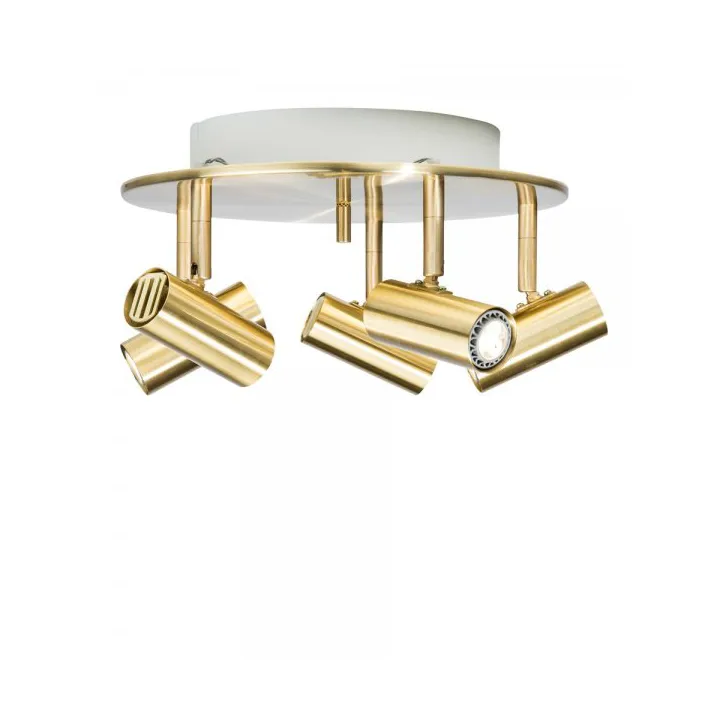 Plafón de 5 spotlight Cato redondo Ø29 cm, Latón Belid