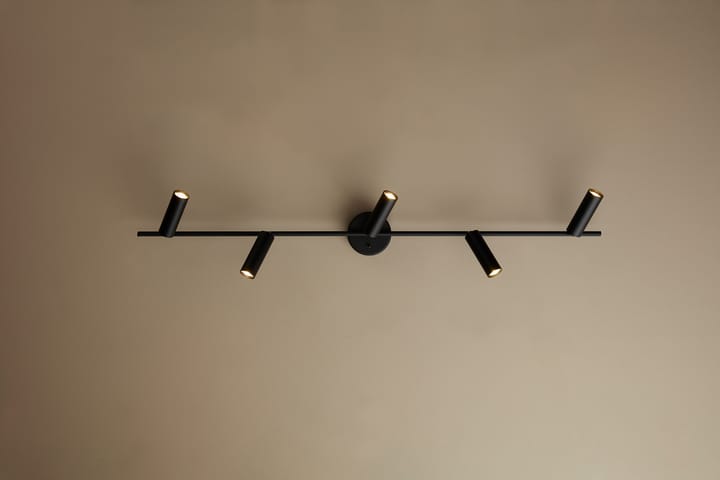Riel techo Cato Slim 5 focos, negro mate-LED Belid
