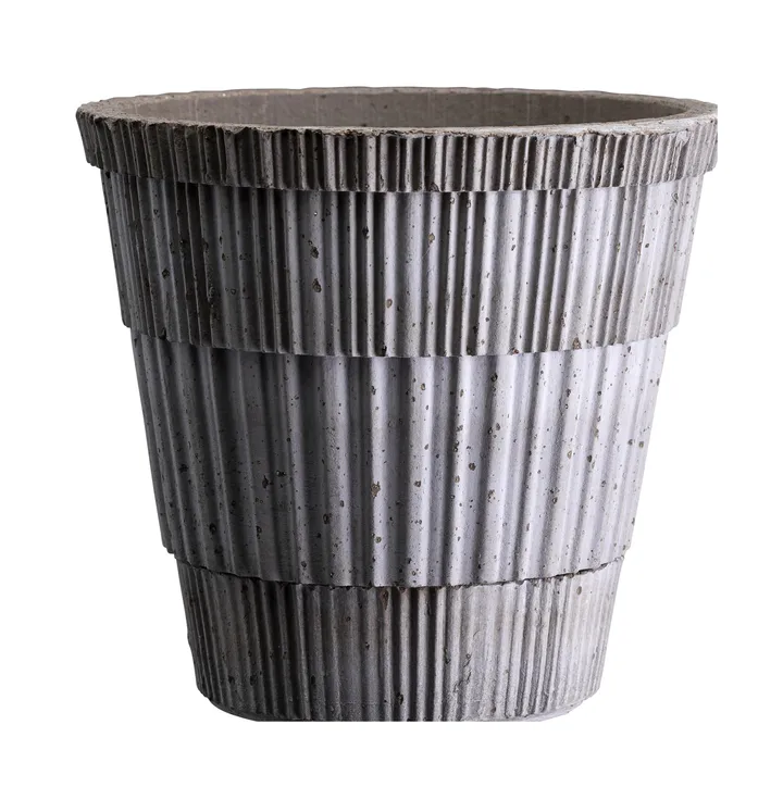 Maceta con plato Atlas raw - Grey, Ø14 cm - Bergs Potter