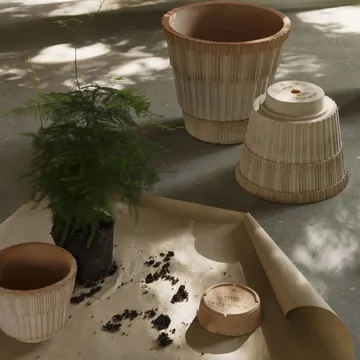 Maceta con plato Atlas raw - Rosa, Ø25 cm - Bergs Potter