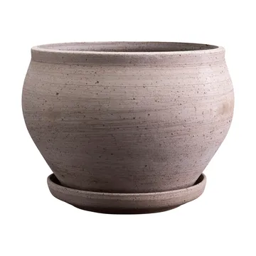 Maceta Delphi con plato, 2 piezas - Gris, Ø24 cm, baja - Bergs Potter