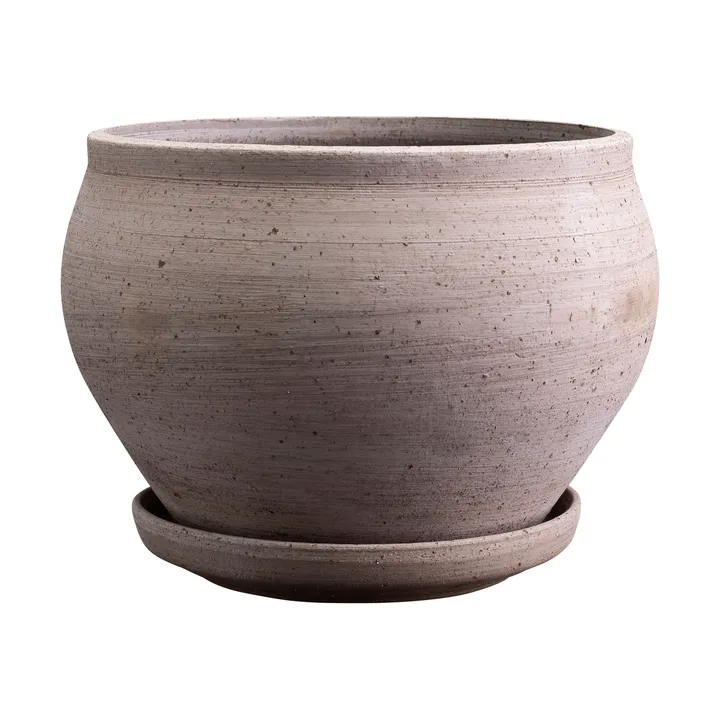 Maceta Delphi con plato, 2 piezas - Gris, Ø24 cm, baja - Bergs Potter