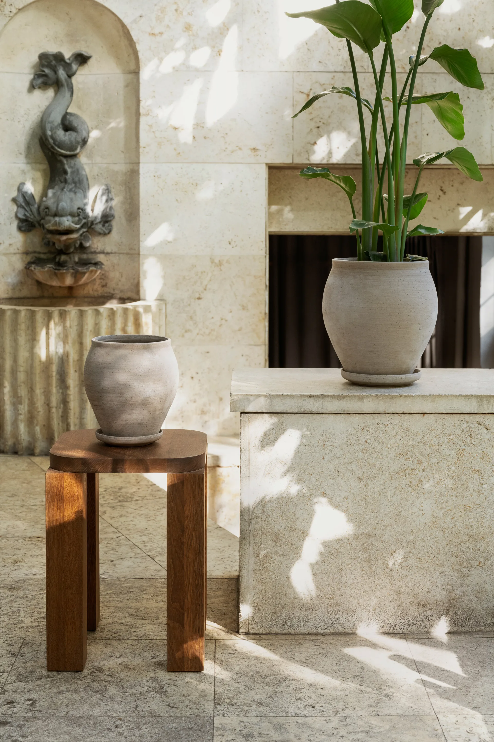 Maceta Delphi con plato, 2 piezas, Gris, Ø26 cm Bergs Potter