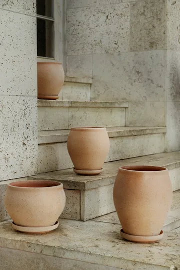 Maceta Delphi con plato, 2 piezas - Rosa, Ø22 cm, alto - Bergs Potter
