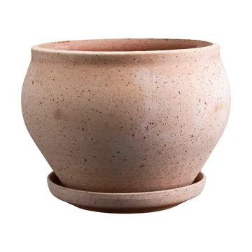Maceta Delphi con plato, 2 piezas - Rosa, Ø24 cm, baja - Bergs Potter