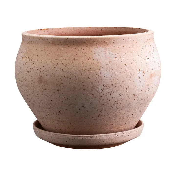 Maceta Delphi con plato, 2 piezas - Rosa, Ø24 cm, baja - Bergs Potter