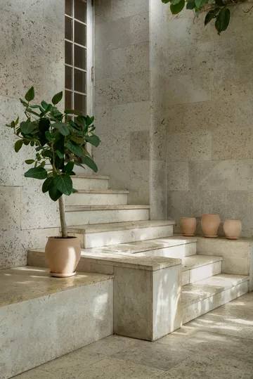 Maceta Delphi con plato, 2 piezas - Rosa, Ø26 cm - Bergs Potter