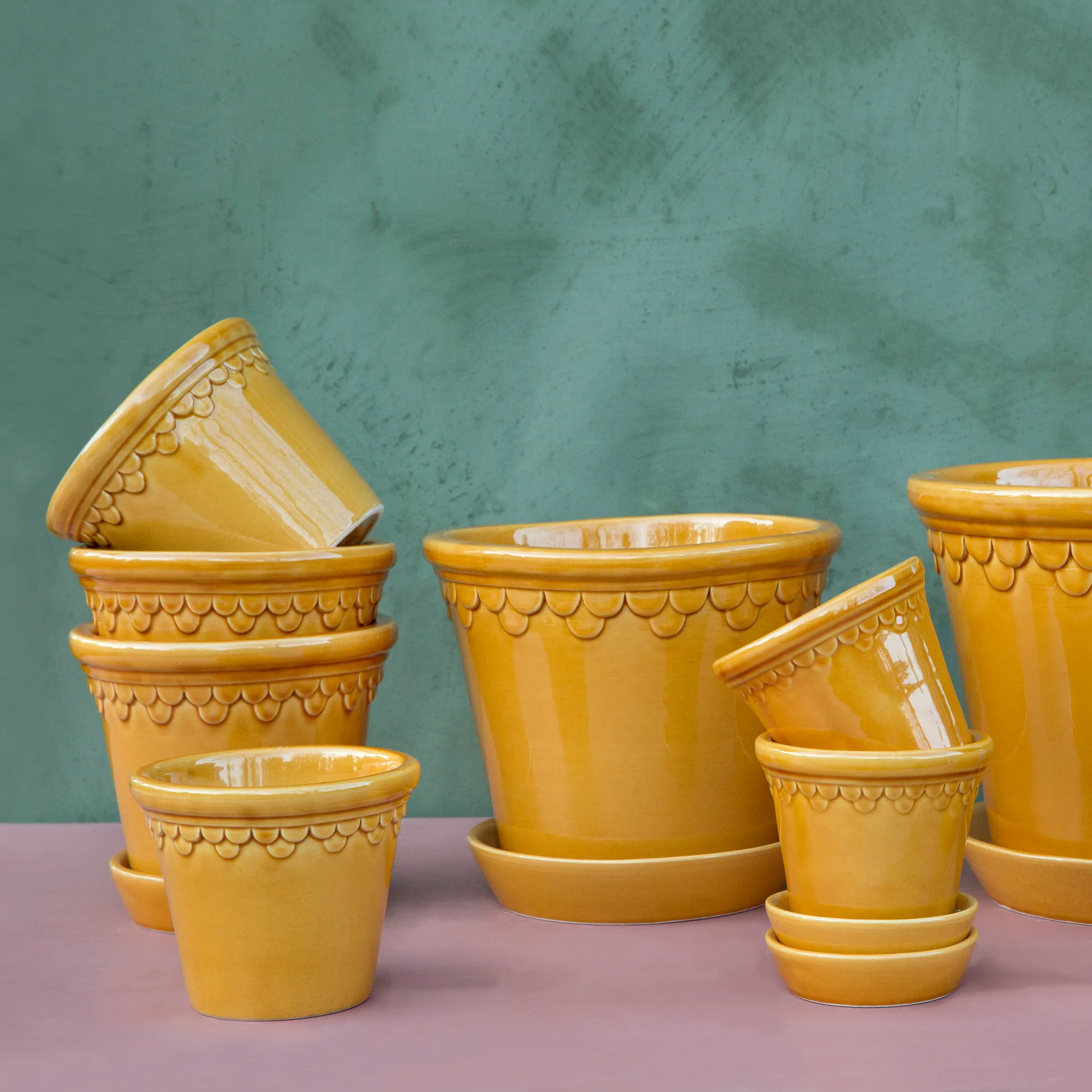 Maceta esmaltada Københavner, Amarillo, Ø10 cm Bergs Potter