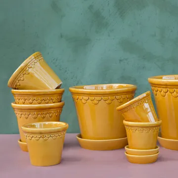 Maceta esmaltada Københavner - Amarillo, Ø10 cm - Bergs Potter