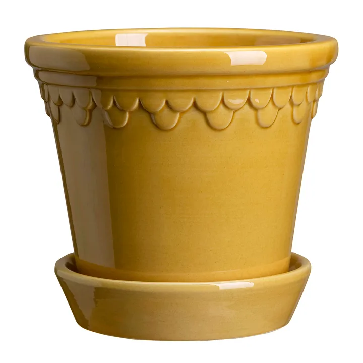 Maceta esmaltada Københavner - Amarillo, Ø12 cm - Bergs Potter