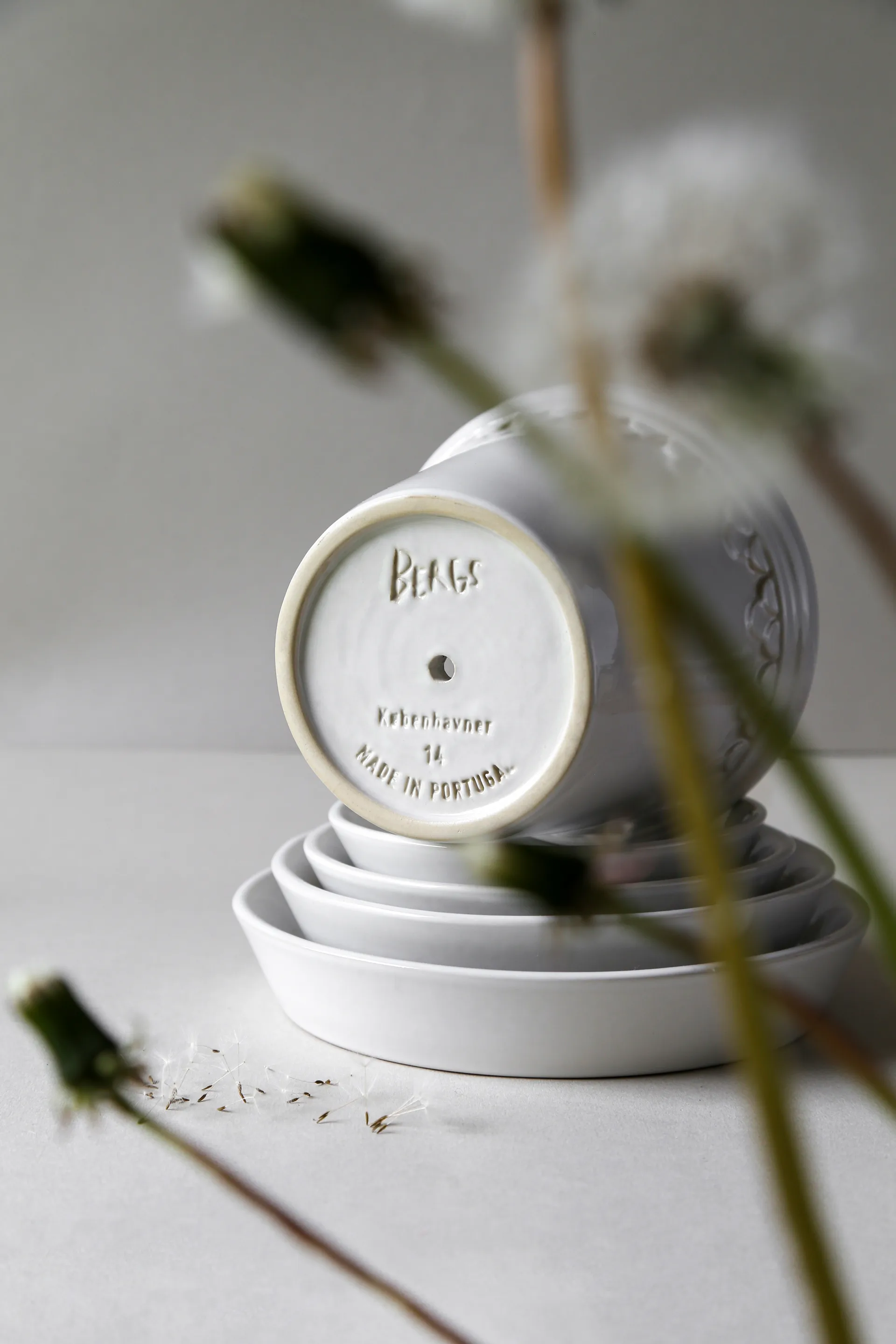 Maceta esmaltada Köpenhamn, Mineral White (blanco), Ø10 cm Bergs Potter