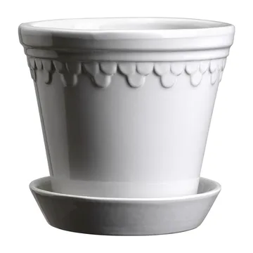 Maceta esmaltada Köpenhamn - Mineral White (blanco), Ø12 cm - Bergs Potter