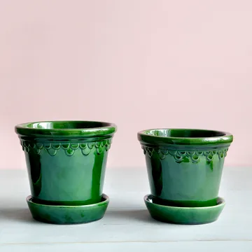 Maceta esmaltada Köpenhamn - Verde, Ø16 cm - Bergs Potter
