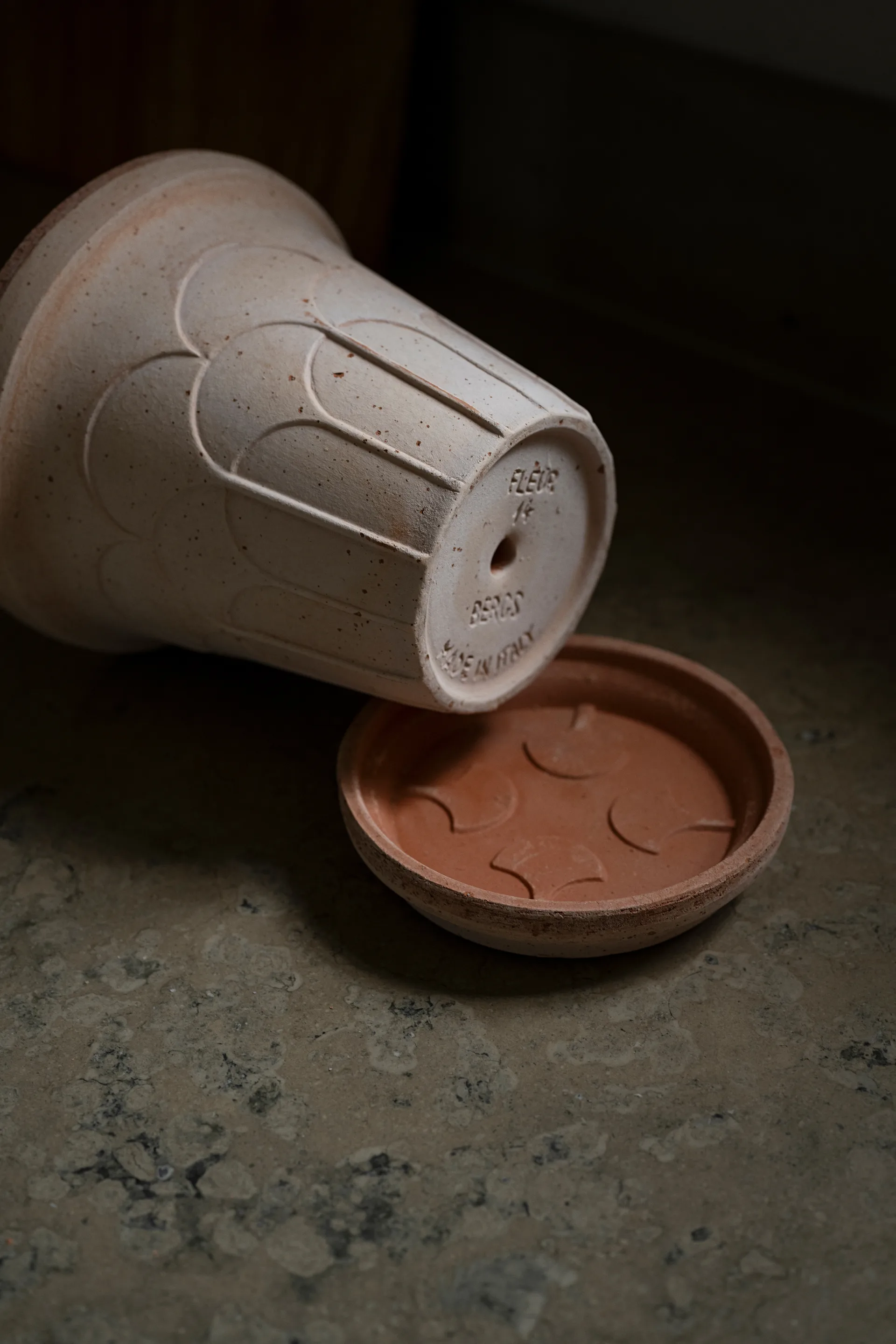 Maceta Fleur con plato, 2 piezas, Rosa, Ø14 cm Bergs Potter