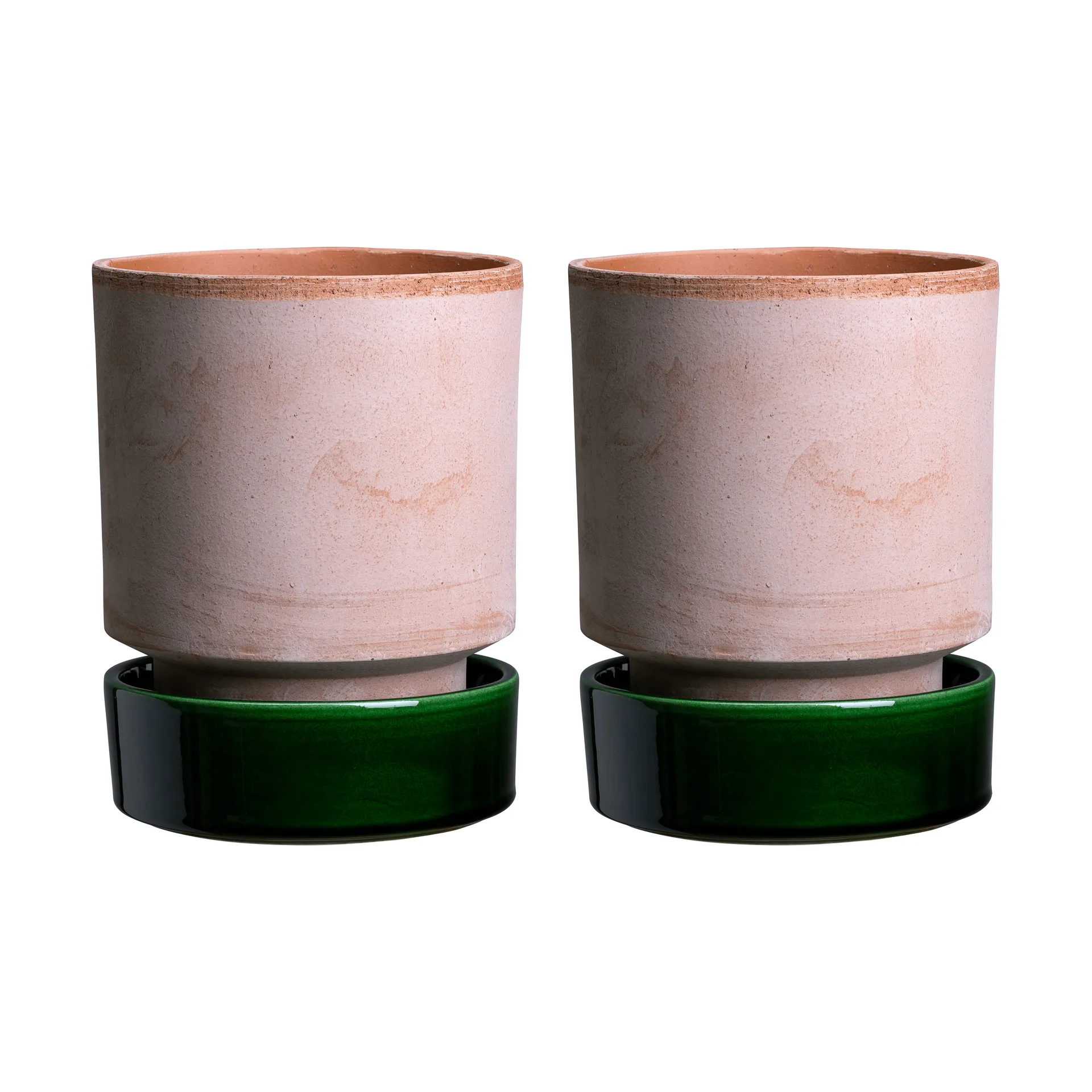 Maceta Hoff, pack de 2, Ø8 cm, Rosa crudo-Verde esmeralda Bergs Potter