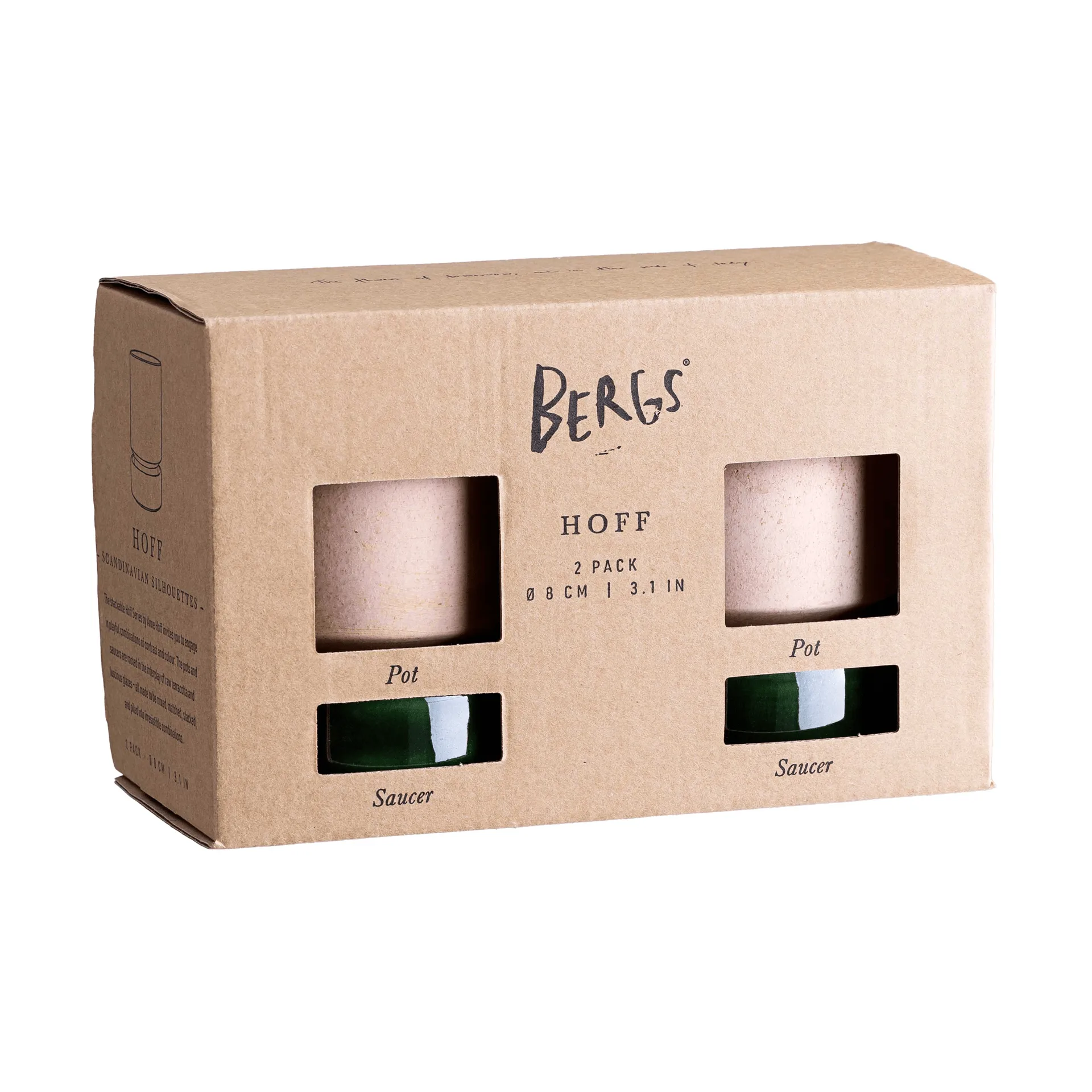 Maceta Hoff, pack de 2, Ø8 cm, Rosa crudo-Verde esmeralda Bergs Potter