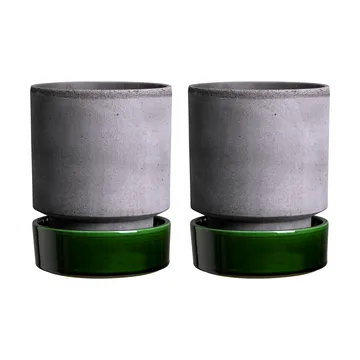 Maceta Hoff, pack de 2 - Ø8 cm, Rosa crudo-Verde esmeralda - Bergs Potter