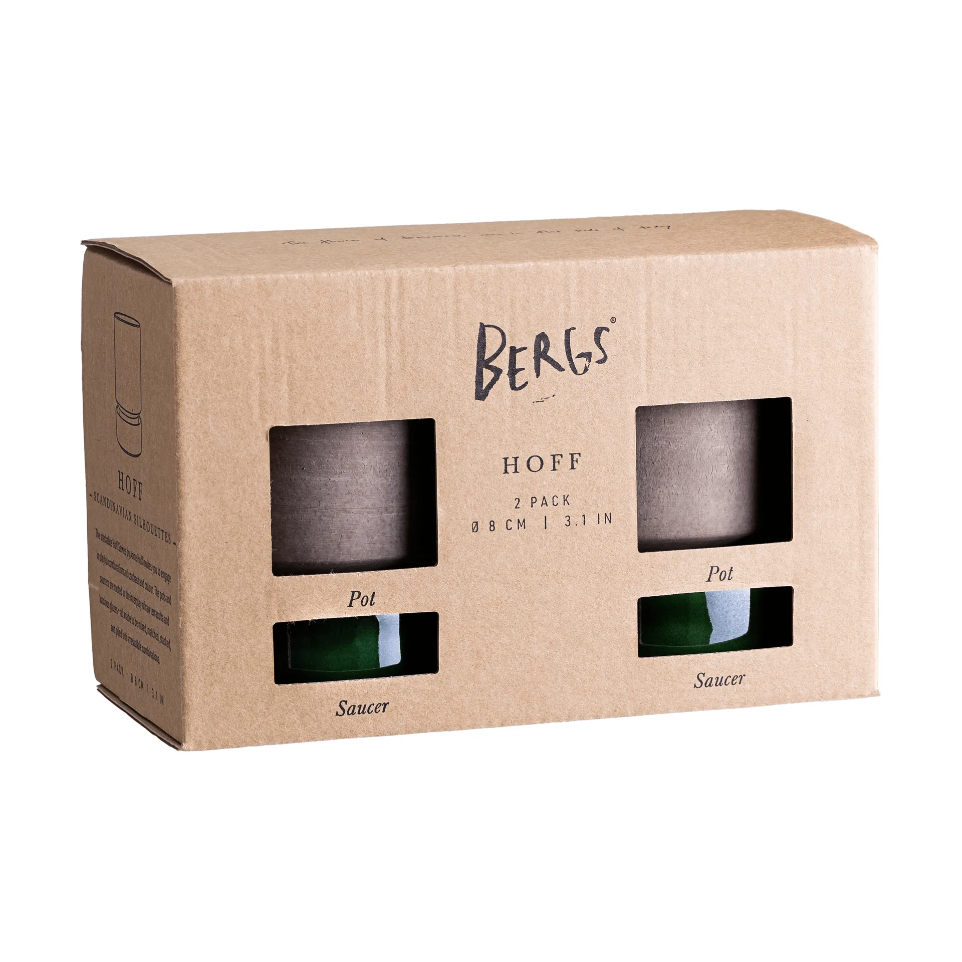 Maceta Hoff, pack de 2, Ø8 cm, Rosa crudo-Verde esmeralda Bergs Potter