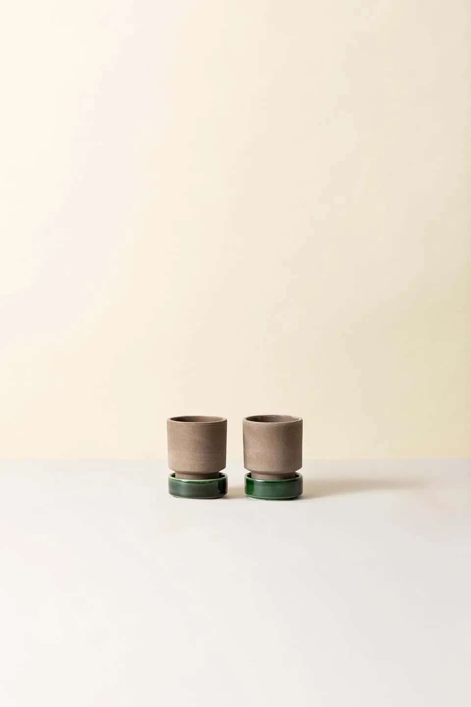 Maceta Hoff, pack de 2, Ø8 cm, Rosa crudo-Verde esmeralda Bergs Potter
