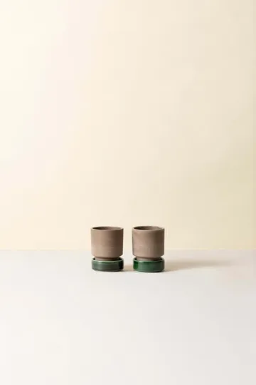 Maceta Hoff, pack de 2 - Ø8 cm, Rosa crudo-Verde esmeralda - Bergs Potter