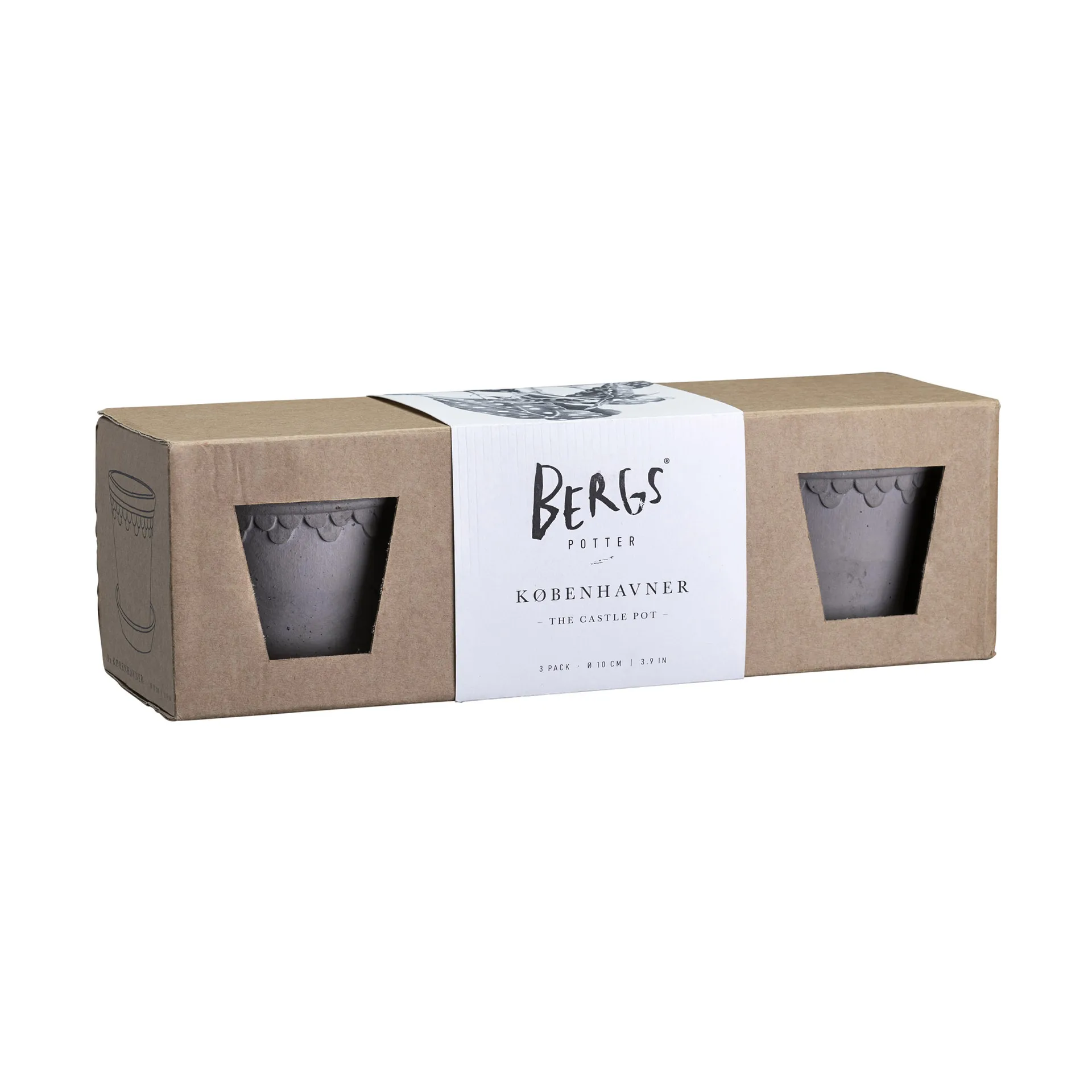 Maceta Københavner Ø10 cm 3-pack, Grey Bergs Potter