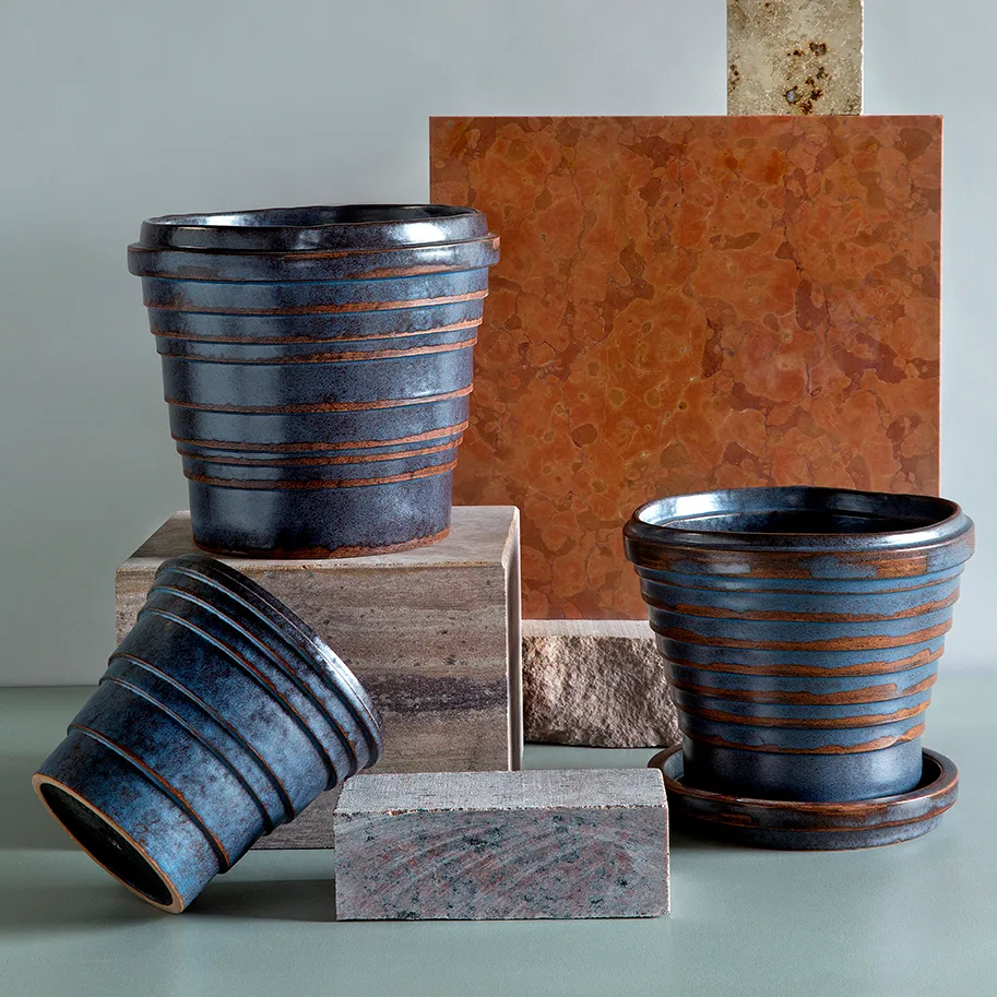 Maceta Planet Vintage Metalic Ø21 cm, Blue brown Bergs Potter